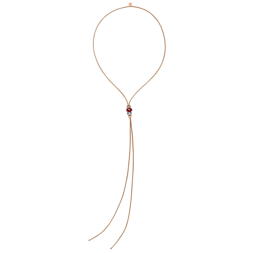 ANNY TRIO KETTE Muskat Rauchquarz/Pink Quarz/Grauer Mondstein