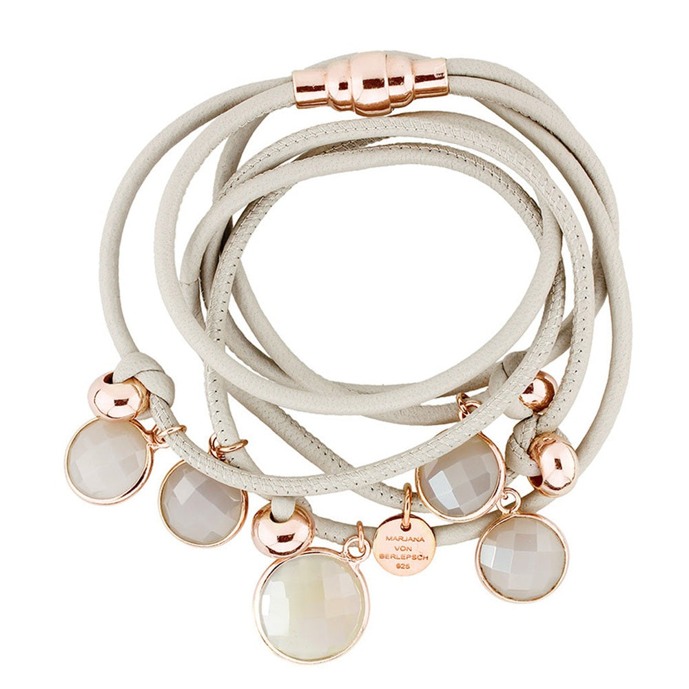 BEVEN LEDERARMBAND GRAUER MONDSTEIN UNI STEIN