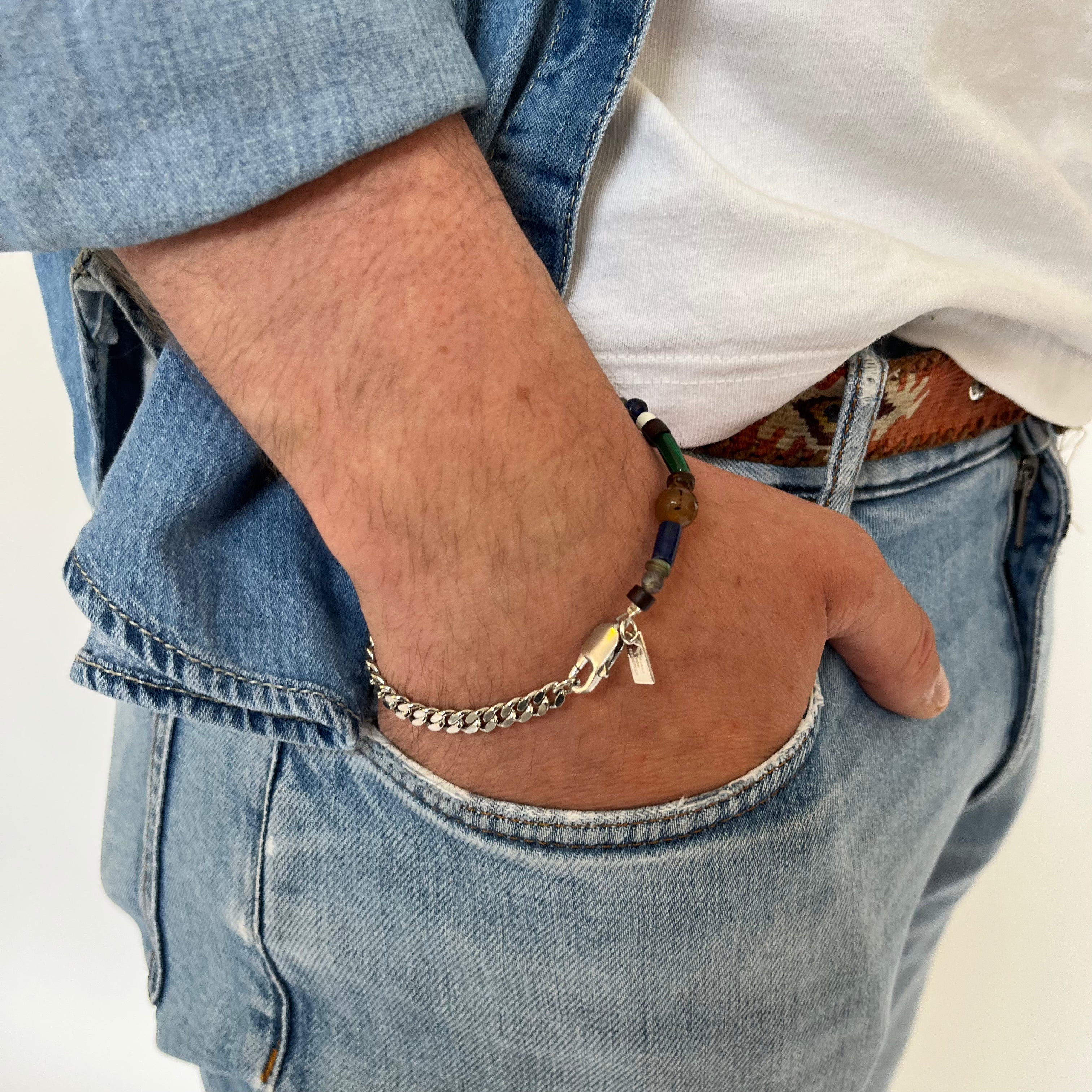 BROCK ARMBAND MEN EDELSTEINE SILBER