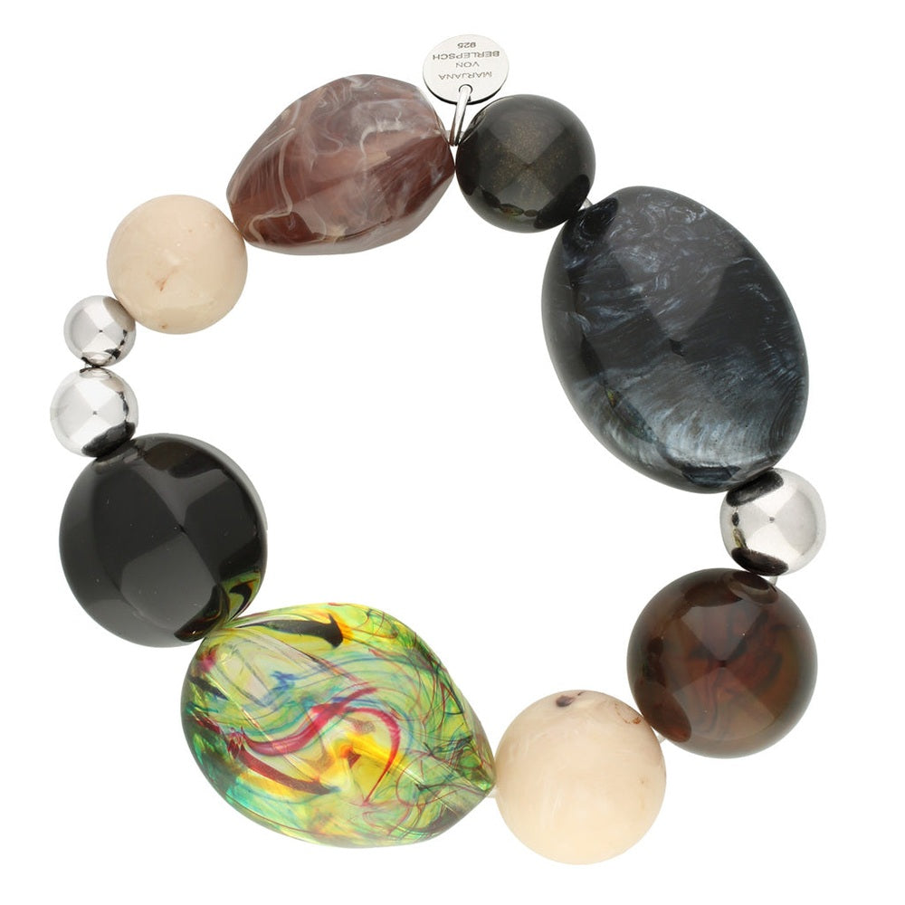 MELINA ARMBAND SCHWARZ SILBER