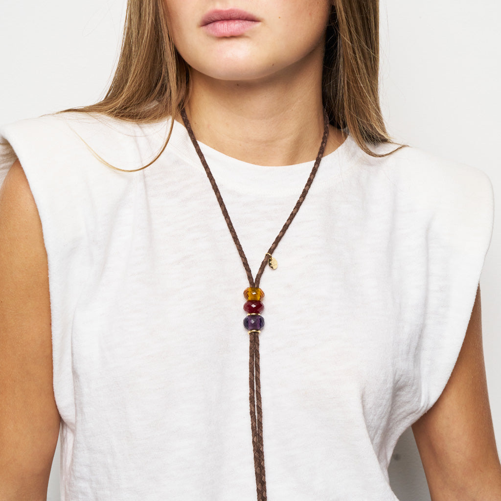 FOX KETTE CITRIN, ROTER CHALZEDON, AMETHYST