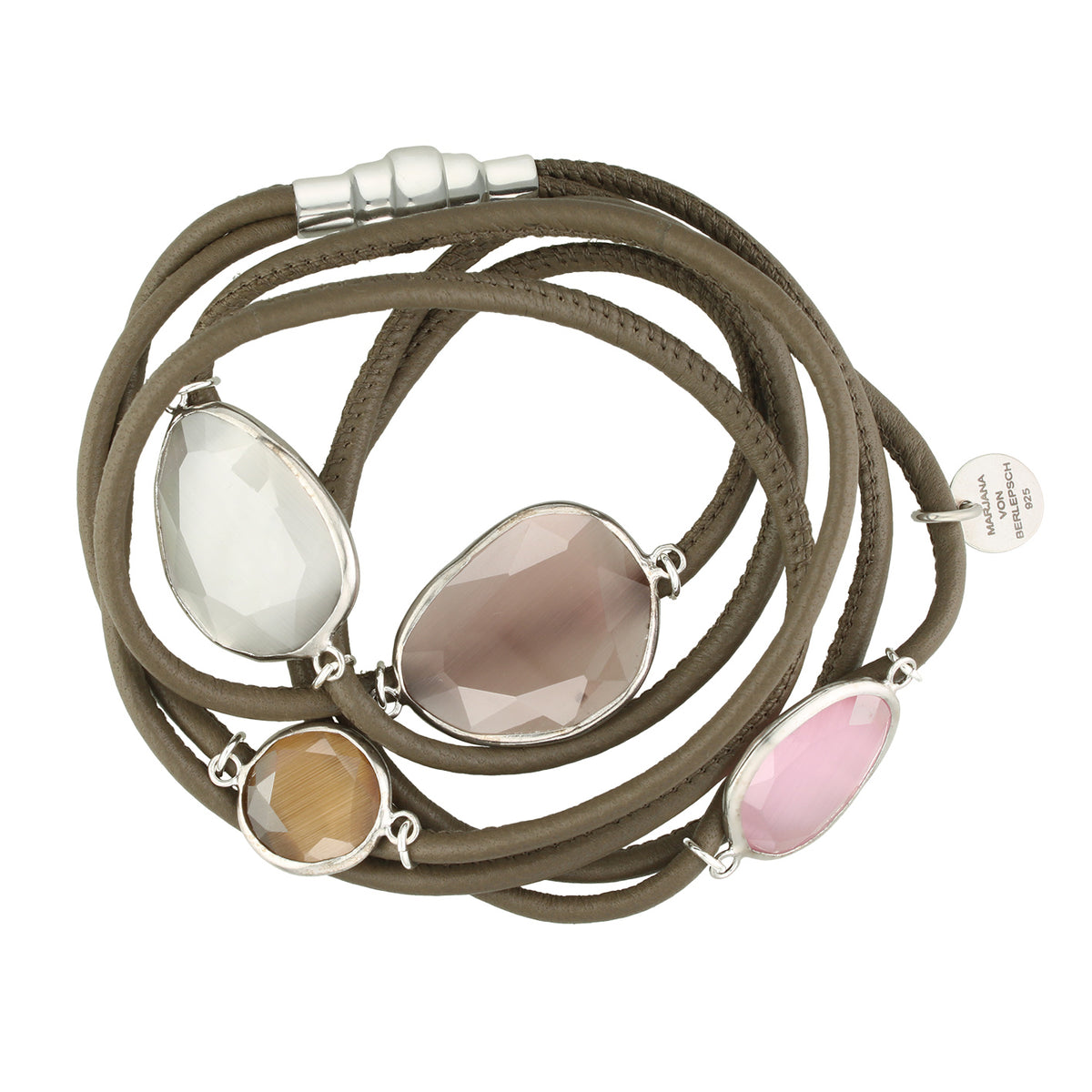 MOGUL LEDERARMBAND CATEYE ROSA MIX