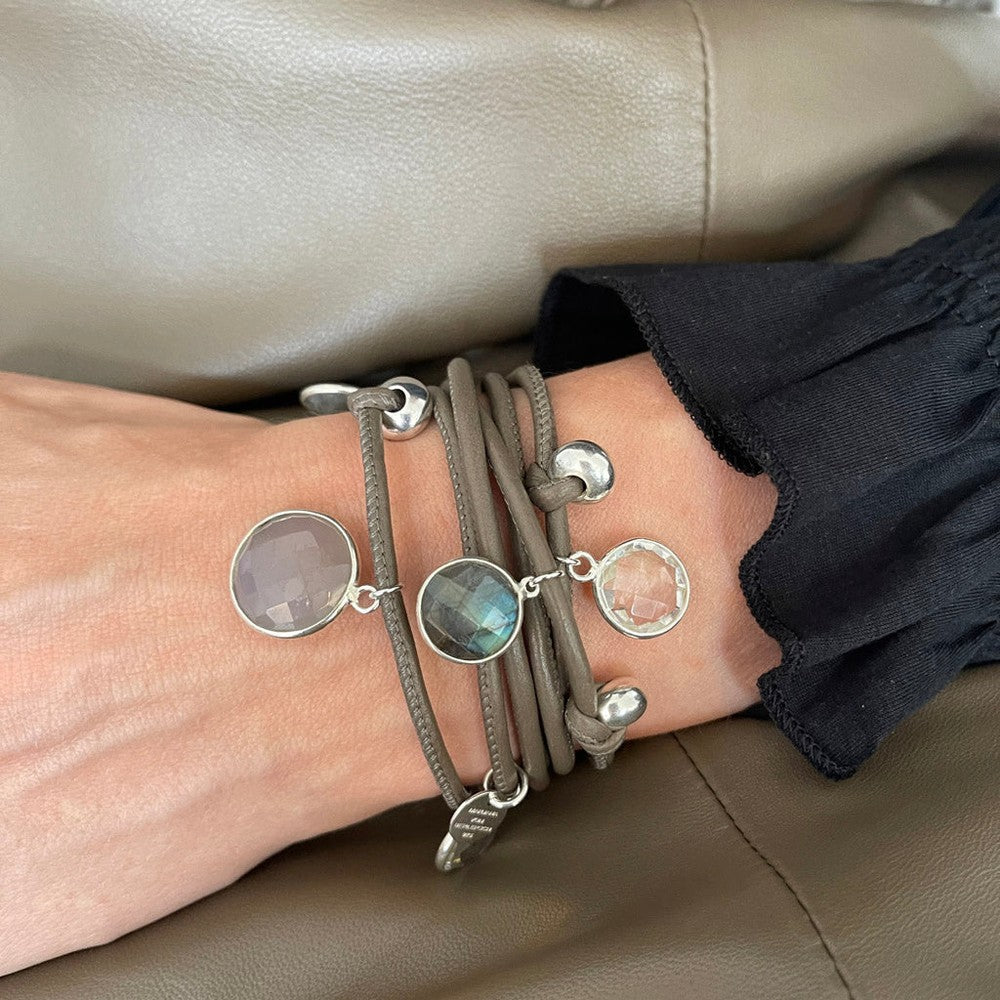 BEVEN LEDERARMBAND GRAUER MONDSTEIN MIX