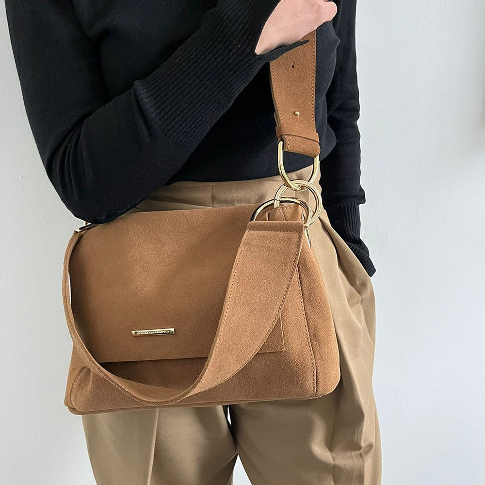 KAREN Tasche Cognac Suede DOPPELGURT