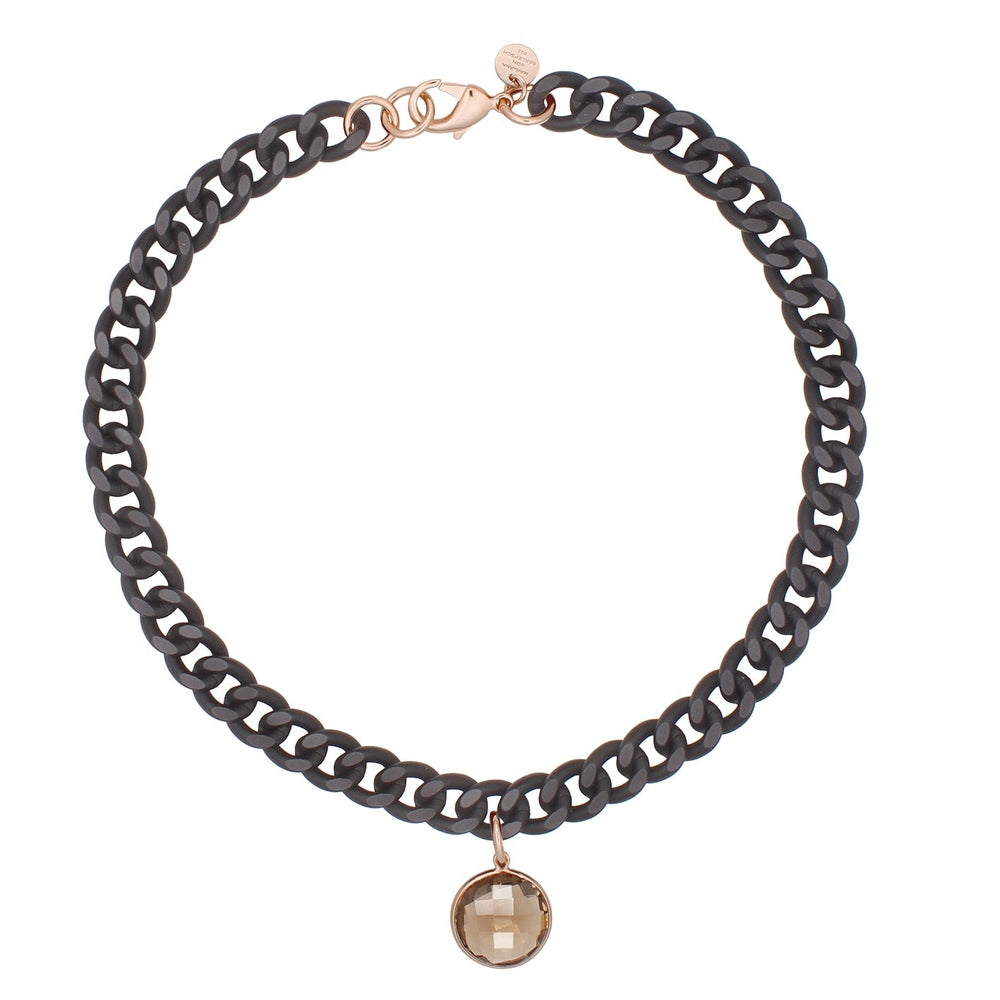 LAGUNA KETTE Mattschwarz Rauchquarz