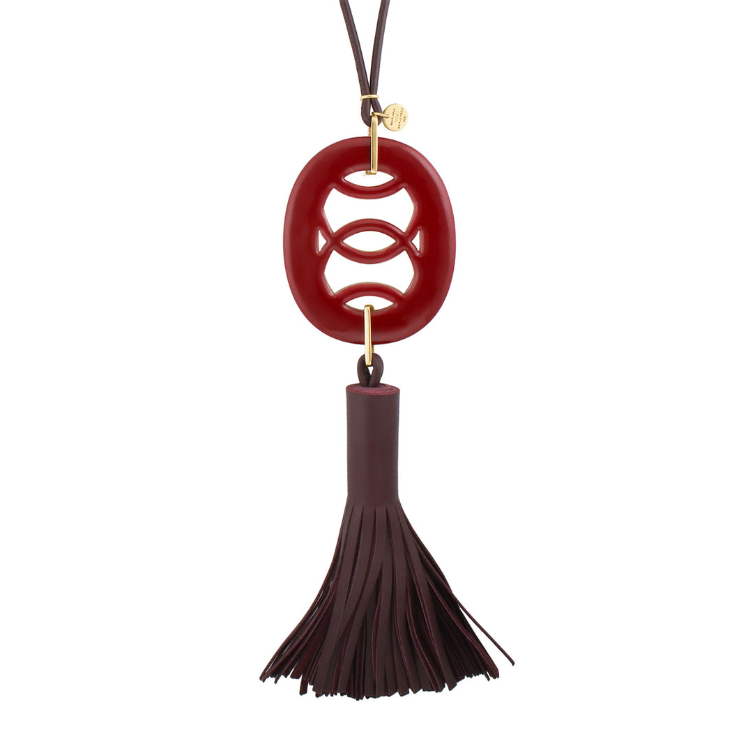 LAME KETTE Ledertassel Bordeaux Aubergine