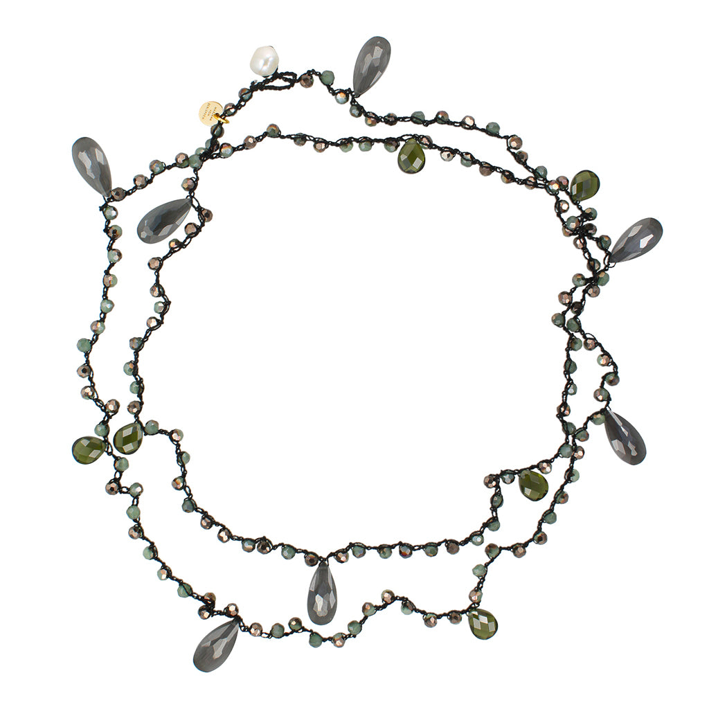 MAGIC EDELSTEIN KETTE KHAKI SCHWARZ